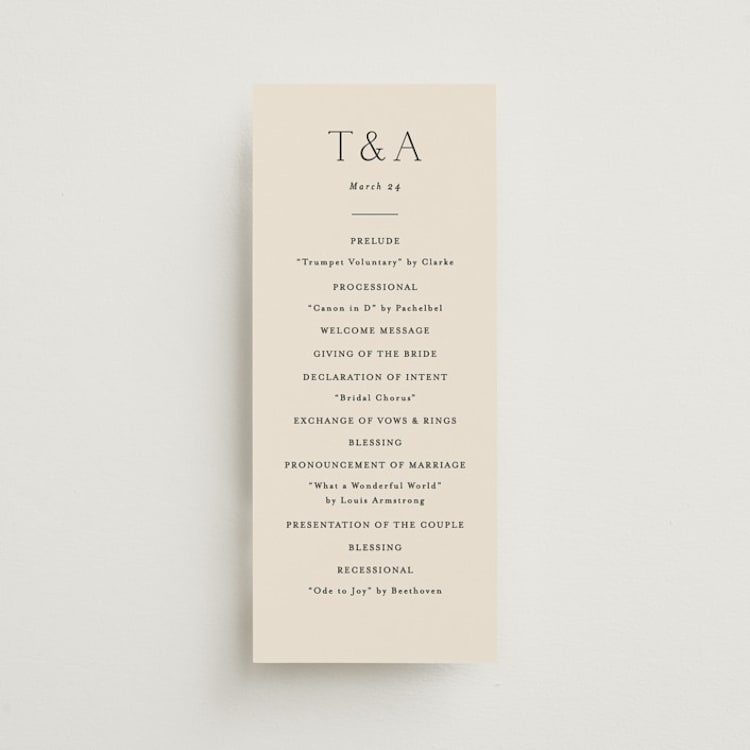 "In Love" - Wedding Programs in Linen by Vanessa Doyle - Front