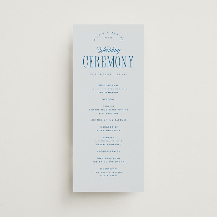 "Riviera" - Wedding Programs in Ocean by Kelly Schmidt - Front