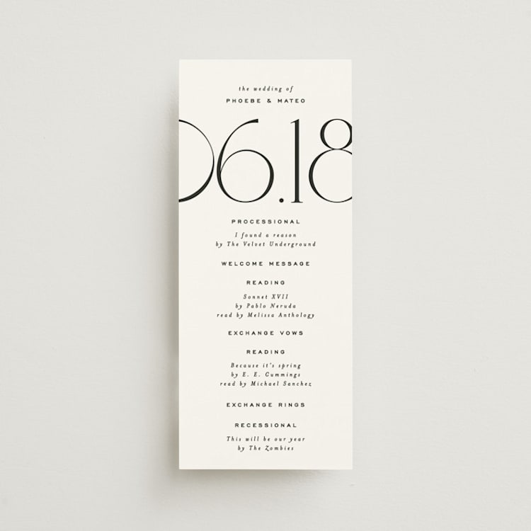"Numerical" - Wedding Programs in Lily by Owl and Toad - Front