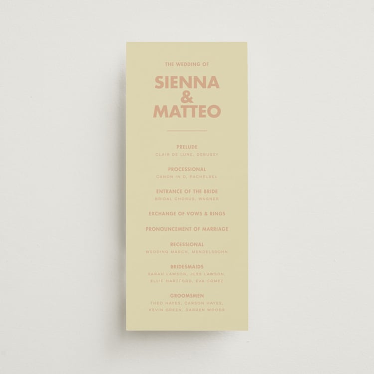 "Sienna" - Wedding Programs in Salmon by Ellen Schlegelmilch - Front