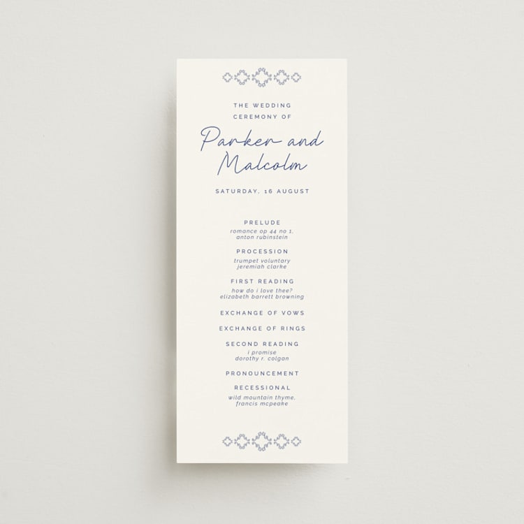 "Santorini" - Wedding Programs in Cerulean by Zani van Zyl - Front