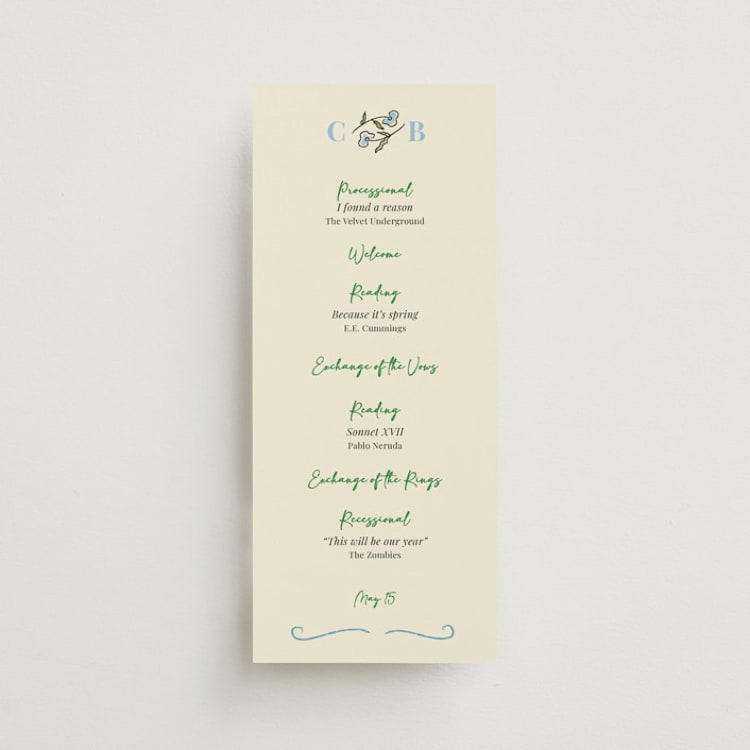 "The Pairfect" - Wedding Programs in Waterlily by Helena Vitto - Front
