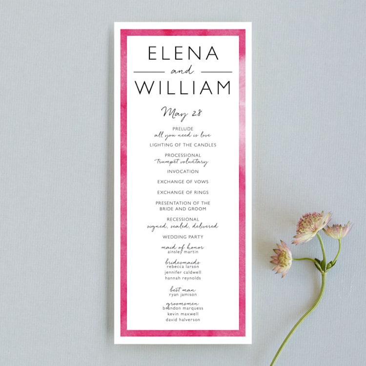 "Skyline - New York" - Wedding Programs in Magenta by Laura Condouris - Front