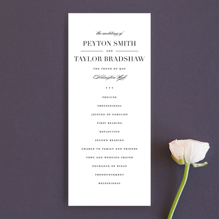 "Classic" - Wedding Programs in Tuxedo by Lauren Chism - Front