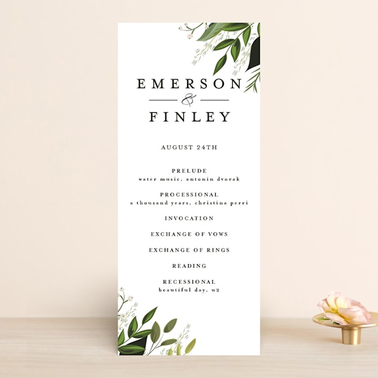"Vines of Green" - Wedding Programs in Fern by Susan Moyal - Front