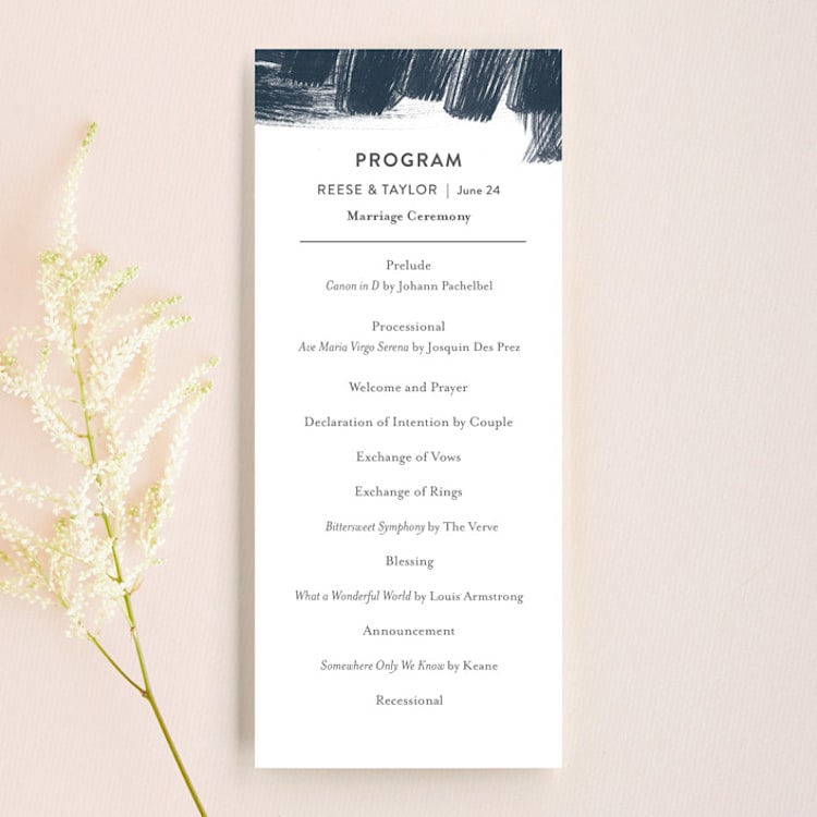 "Modern Brush" - Wedding Programs in Steel Blue by Lisa Guerrero - Front