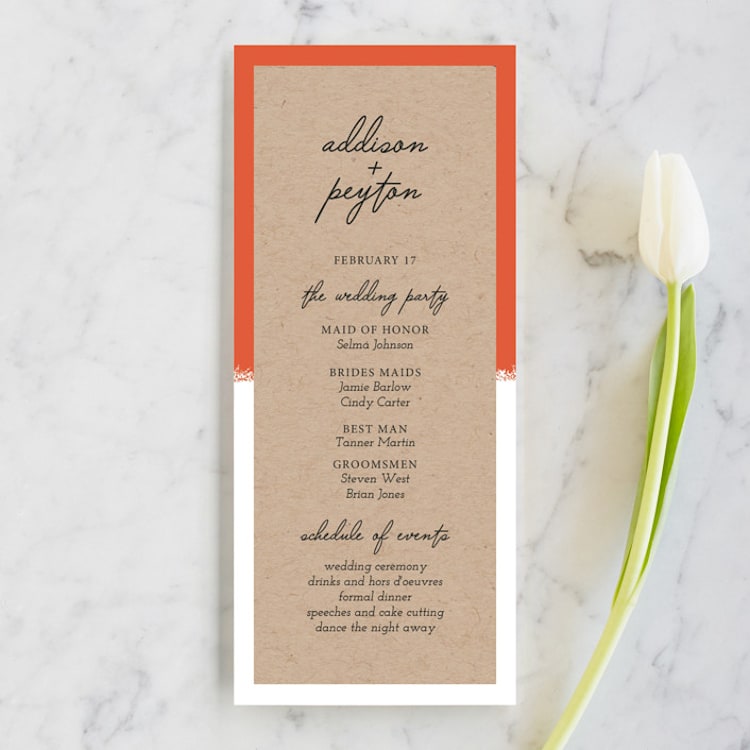 "Joyfully Ever After" - Wedding Programs in Tangerine by Faith Harlow - Front