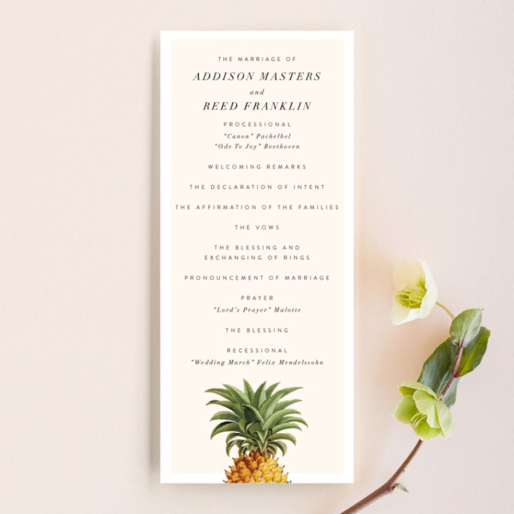 "Party in Paradise" - Wedding Programs in Pineapple by Erin Hodges - Front