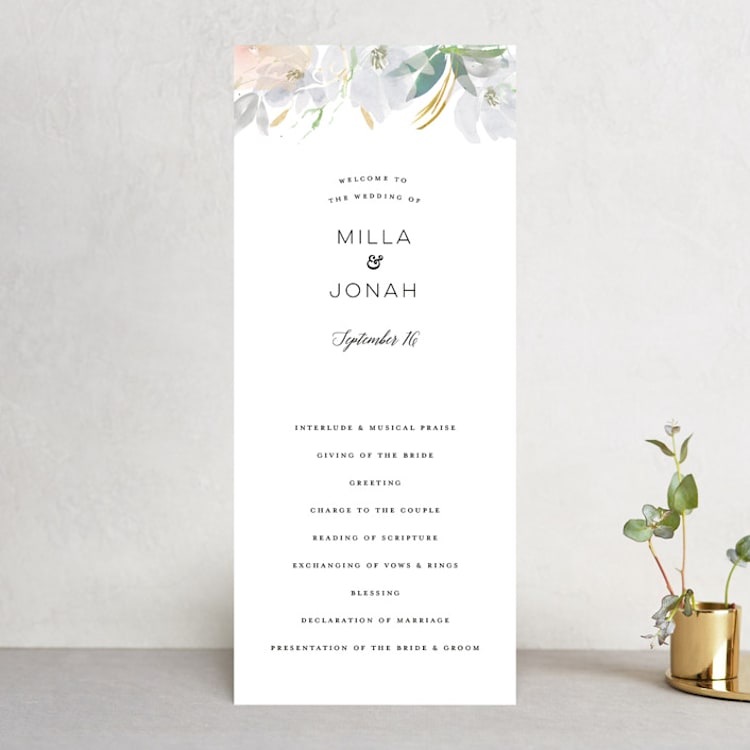 "Grande Botanique" - Wedding Programs in Mist by Bonjour Paper - Front