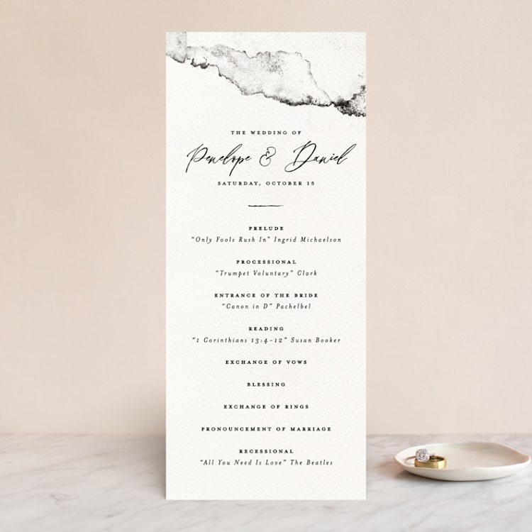 "Inky" - Wedding Programs in Ink by Pink House Press - Front