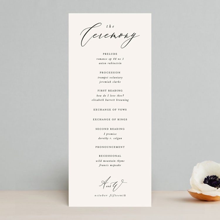 "Timeless" - Wedding Programs in Taupe by Leah Bisch - Front