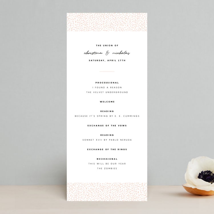 "Textured Dots" - Wedding Programs in Blush by Emily Sabol Goss - Front