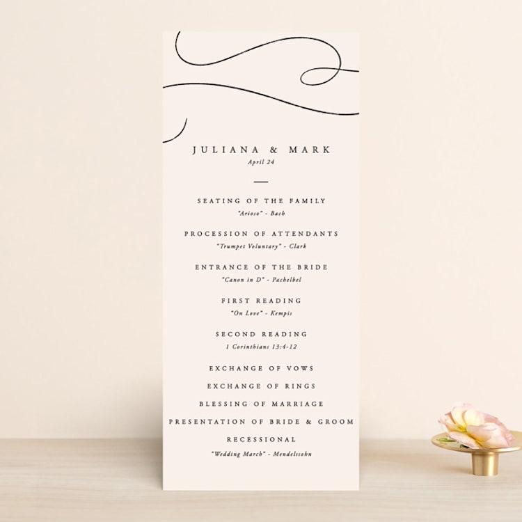 "Fountain Pen" - Wedding Programs in Creme by Erin L. Wilson - Front