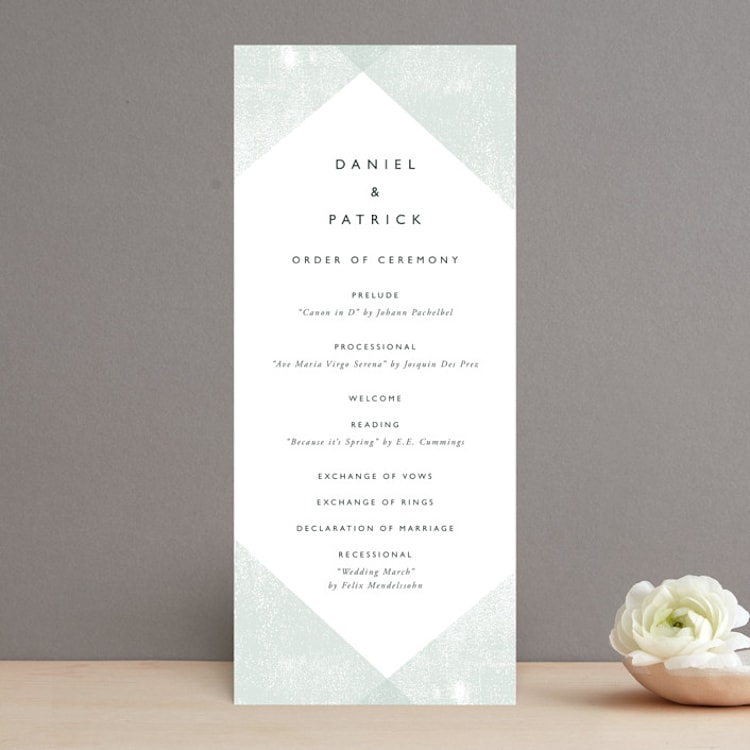 "Elegantly Minimal" - Wedding Programs in Seafoam by itsjensworld - Front