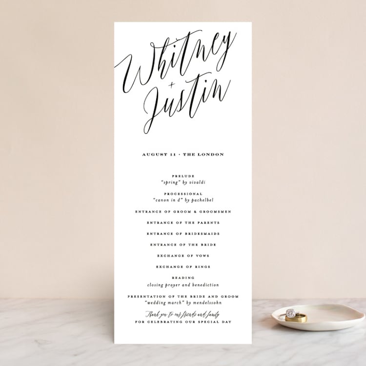 "Signed" - Wedding Programs in Pearl by Roxy Cervantes - Front