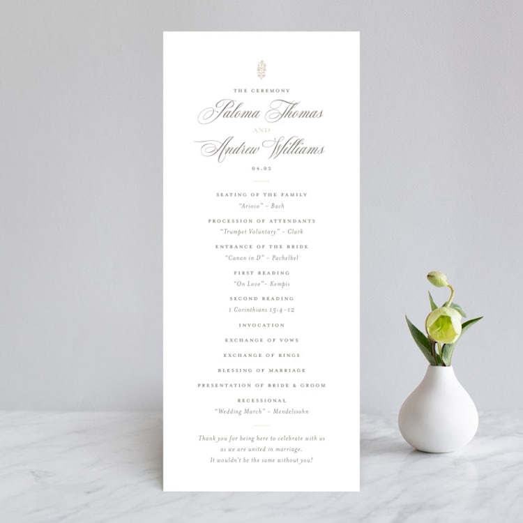 "Hacienda" - Wedding Programs in Stone by Lagniappe Paper - Front