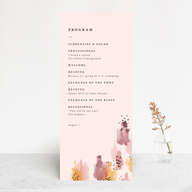 "Mod Brush" - Wedding Programs in Blush by Lisa Fee Paura - Front