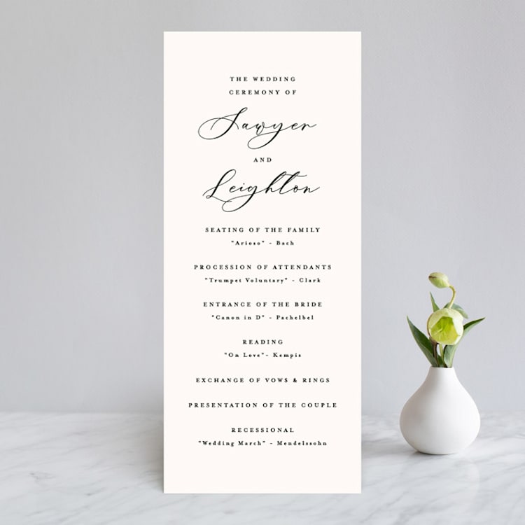 "Eternal" - Wedding Programs in Ecru by Carly Reed Walker - Front