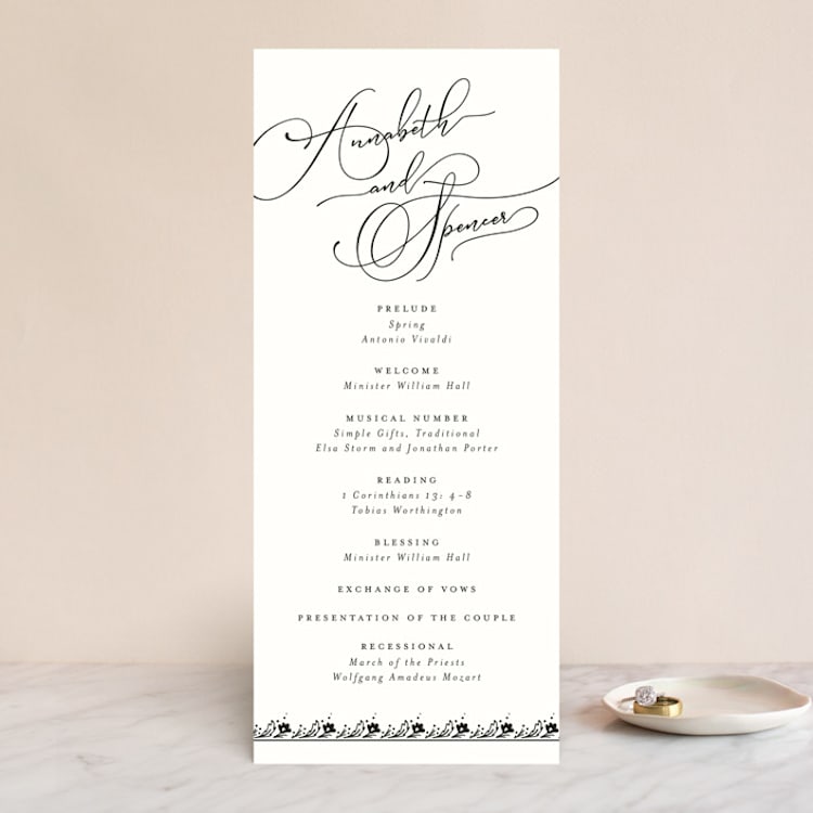 "Heirloom" - Wedding Programs in Ink by Kimberly Morgan - Front