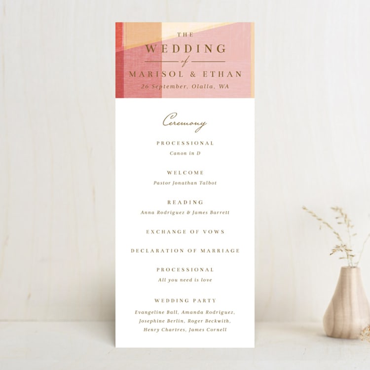 "Edgewater" - Wedding Programs in Sunset by Griffinbell Paper Co. - Front
