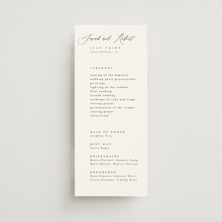 "Corison" - Wedding Programs in Classic by Kelly Schmidt - Front