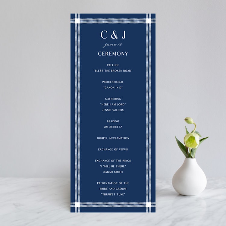 "window pane check" - Wedding Programs in Navy by Kerry Doyle - Front