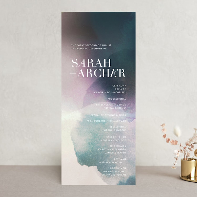 "Raptured" - Wedding Programs in Amethyst by Design Lotus - Front