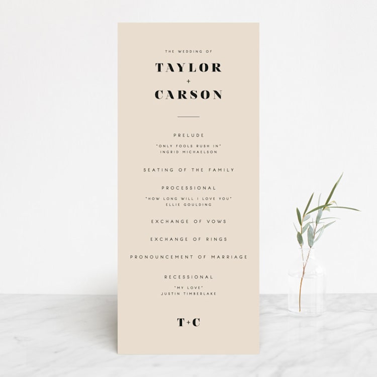 "Formation" - Wedding Programs in Terracotta by Olivia Goree - Front