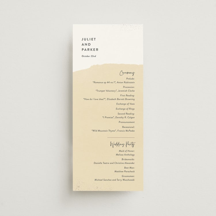 "Collage" - Wedding Programs in Golden Rod by Ann Gardner - Front