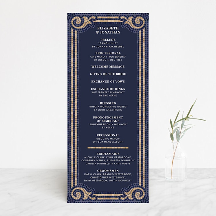 "Mosaic" - Wedding Programs in Navy by GeekInk Design - Front