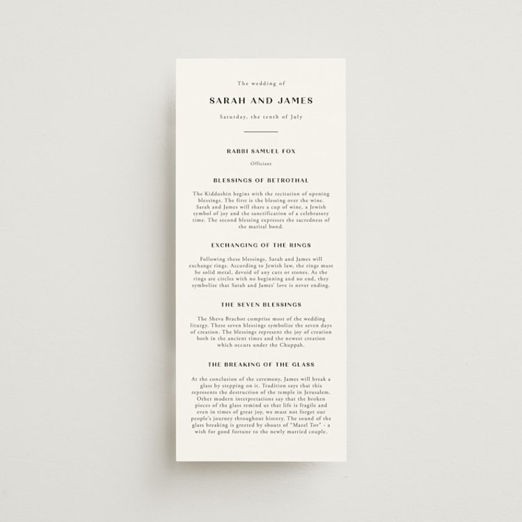 "Arguello" - Wedding Programs in Diamond by Annie Shapiro - Front