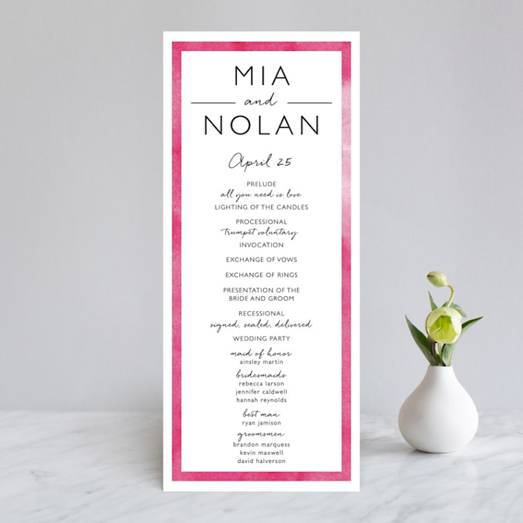 "Skyline Chicago" - Wedding Programs in Magenta by Laura Condouris - Front