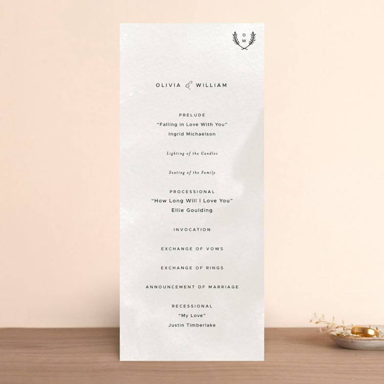 "Elegant Crest" - Wedding Programs in Stone by Ariel Rutland - Front