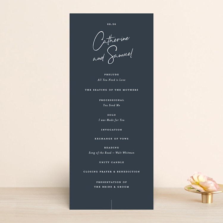 "Proposal" - Wedding Programs in Marine by Sandra Picco Design - Front