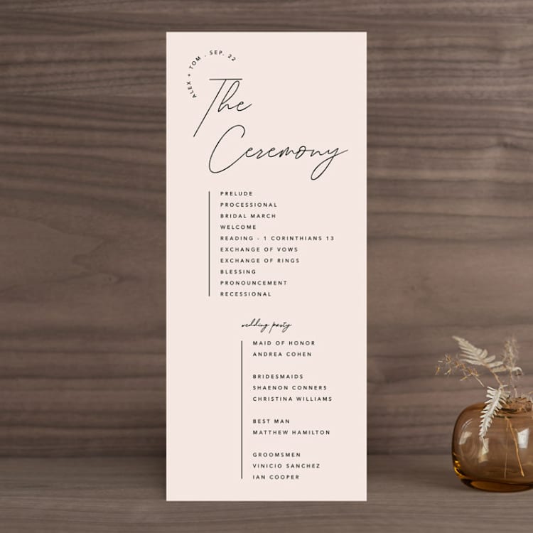 "Aesthetic" - Wedding Programs in Blush by Liz Conley - Front