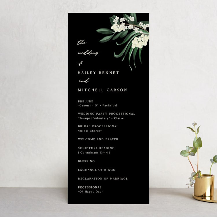 "Meander" - Wedding Programs in Obsidian by Kaydi Bishop - Front