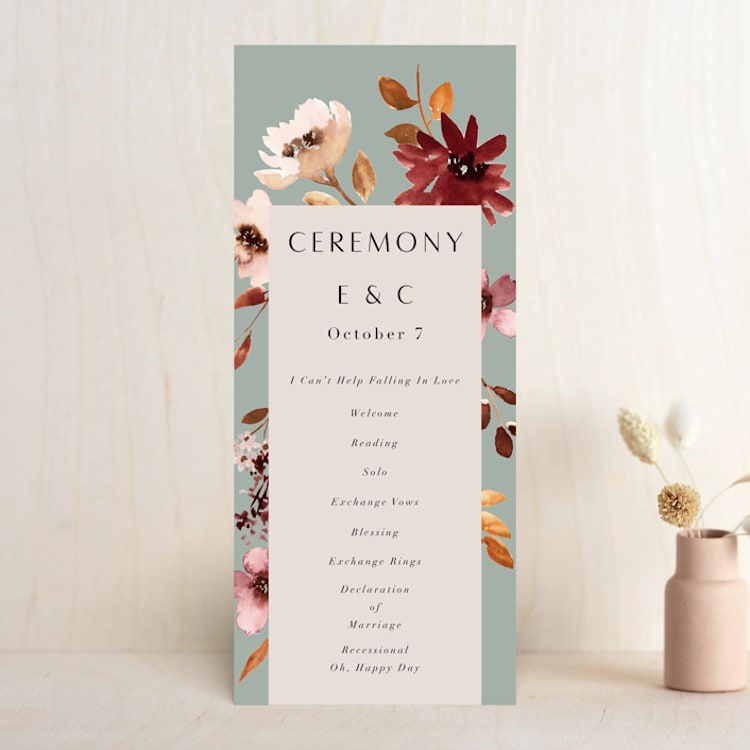 "Serenata" - Wedding Programs in Sage by Petra Kern - Front