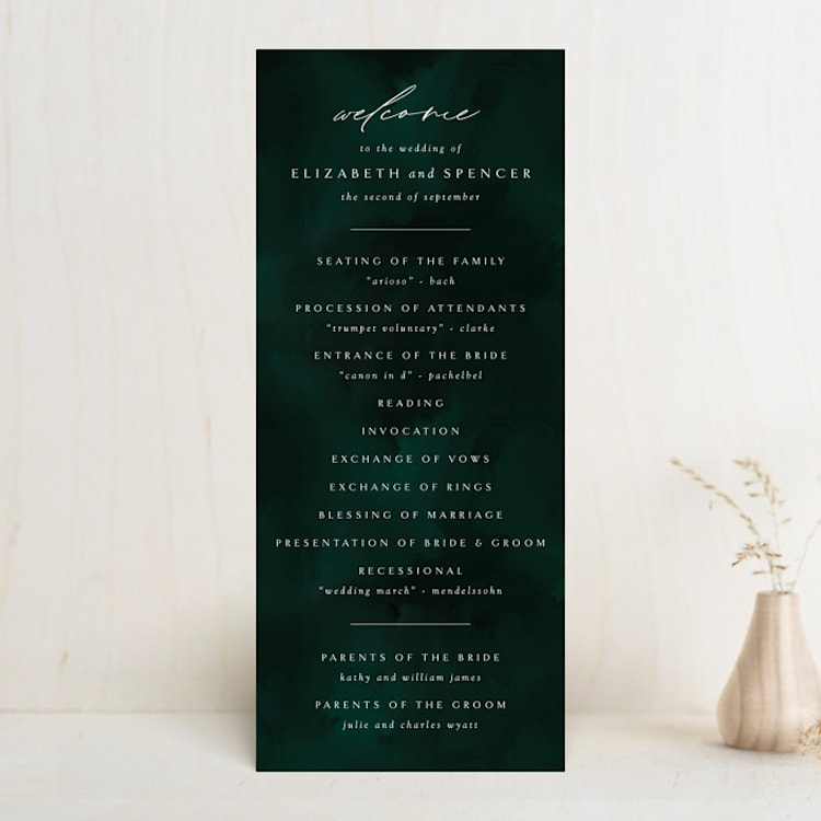 "emerald" - Wedding Programs in Emerald by Andrea Cernin - Front