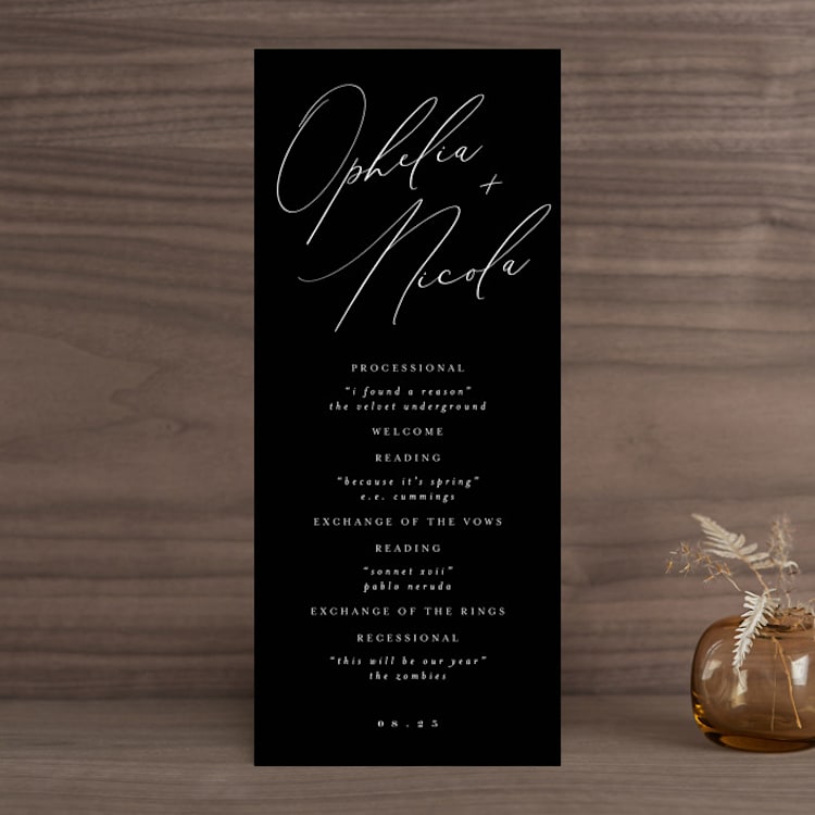 "Us" - Wedding Programs in Tuxedo by Leah Bisch - Front