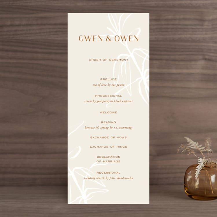 "Ovalon" - Wedding Programs in Terracotta by Pati Cascino - Front