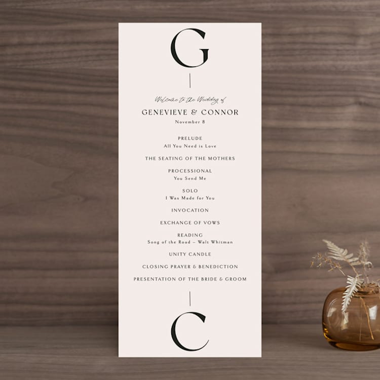 "Genevieve" - Wedding Programs in Cream by Sandra Picco Design - Front
