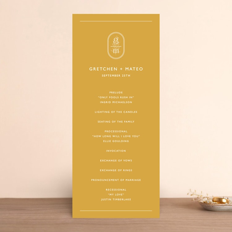 "goldfinch" - Wedding Programs in Sunshine by Lindsay Stetson Thompson - Front