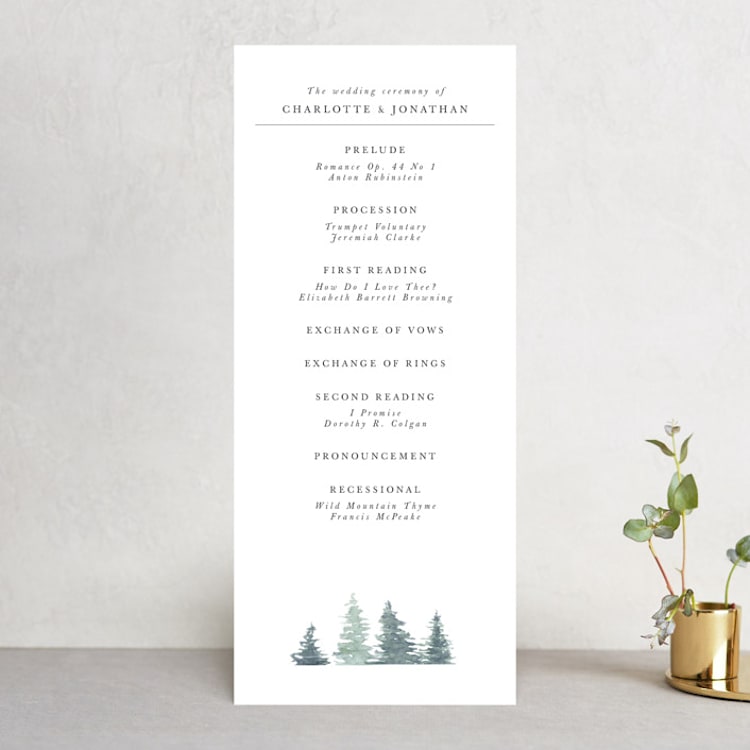 "painted woods" - Wedding Programs in Rain by Anne Kostecki - Front
