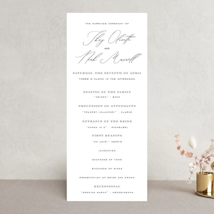 "la noce" - Wedding Programs in Ink by Design Lotus - Front