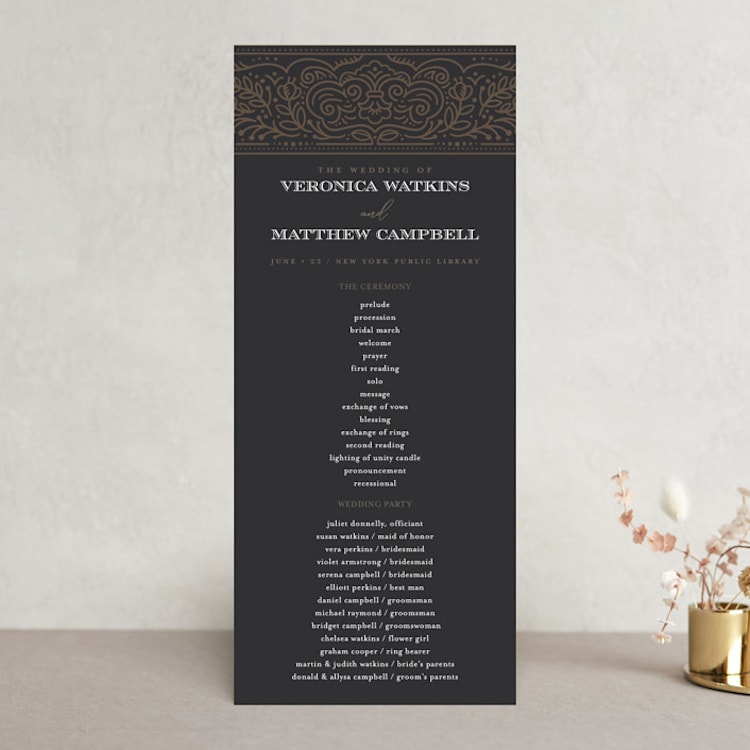 "Eternal Love" - Wedding Programs in Dark Chocolate by Laura Bolter - Front