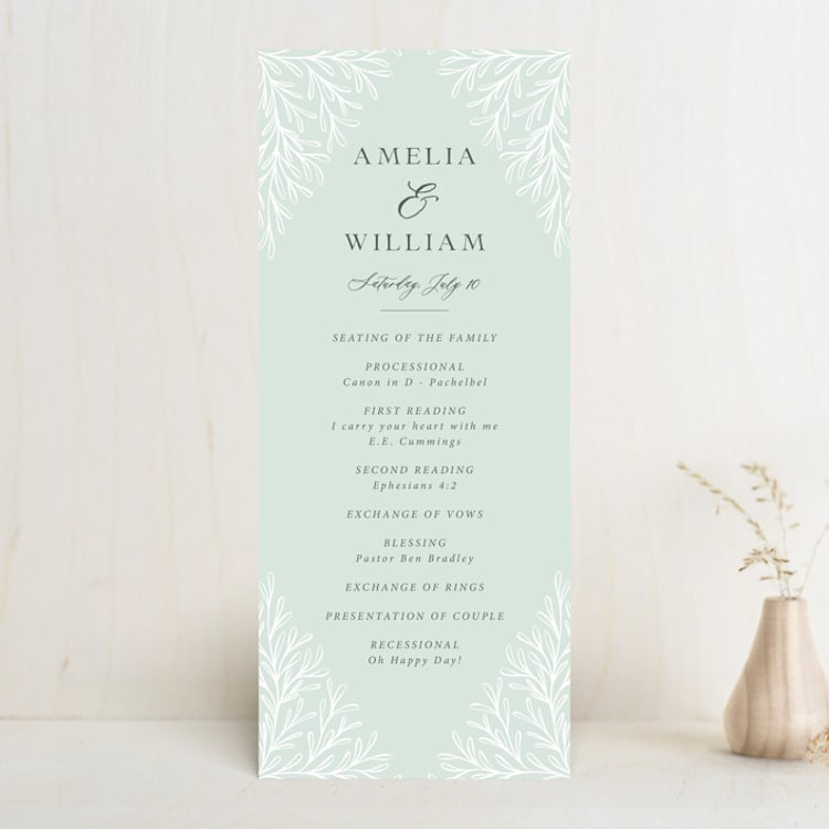 "Fairy Forest" - Wedding Programs in Sage by Kristen Knechtel - Front