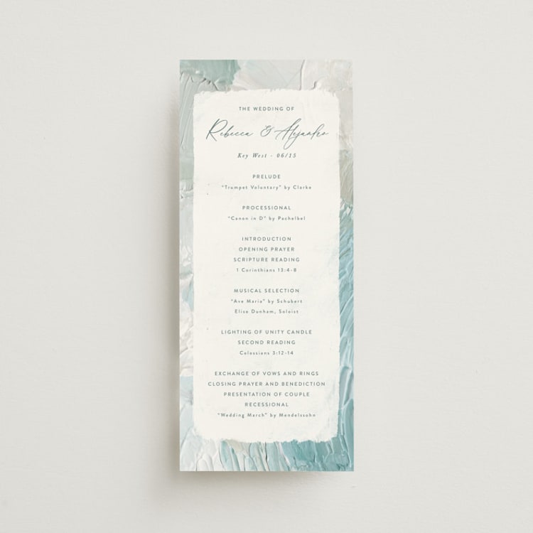 "Tidal Wave" - Wedding Programs in Aqua by Hooray Creative - Front
