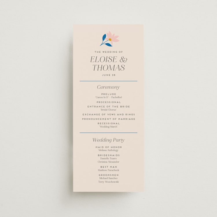"Blossoms Abound" - Wedding Programs in Cobalt by Genna Blackburn - Front