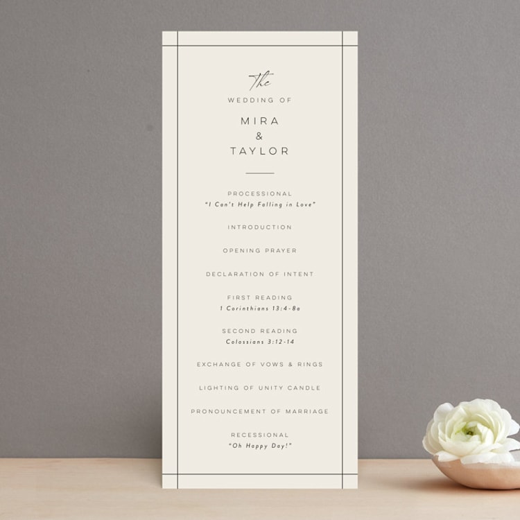 "Modernline" - Wedding Programs in Cotton by April Astudillo - Front