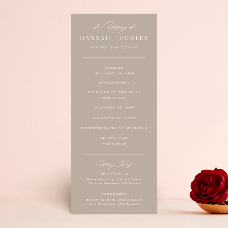 "Mystique" - Wedding Programs in Linen by Ashley Rosenbaum - Front